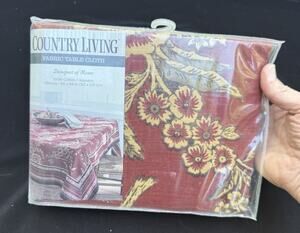 Vintage Country Living fabric table cloth Bouquet Of Roses Oblong 60x84 New!